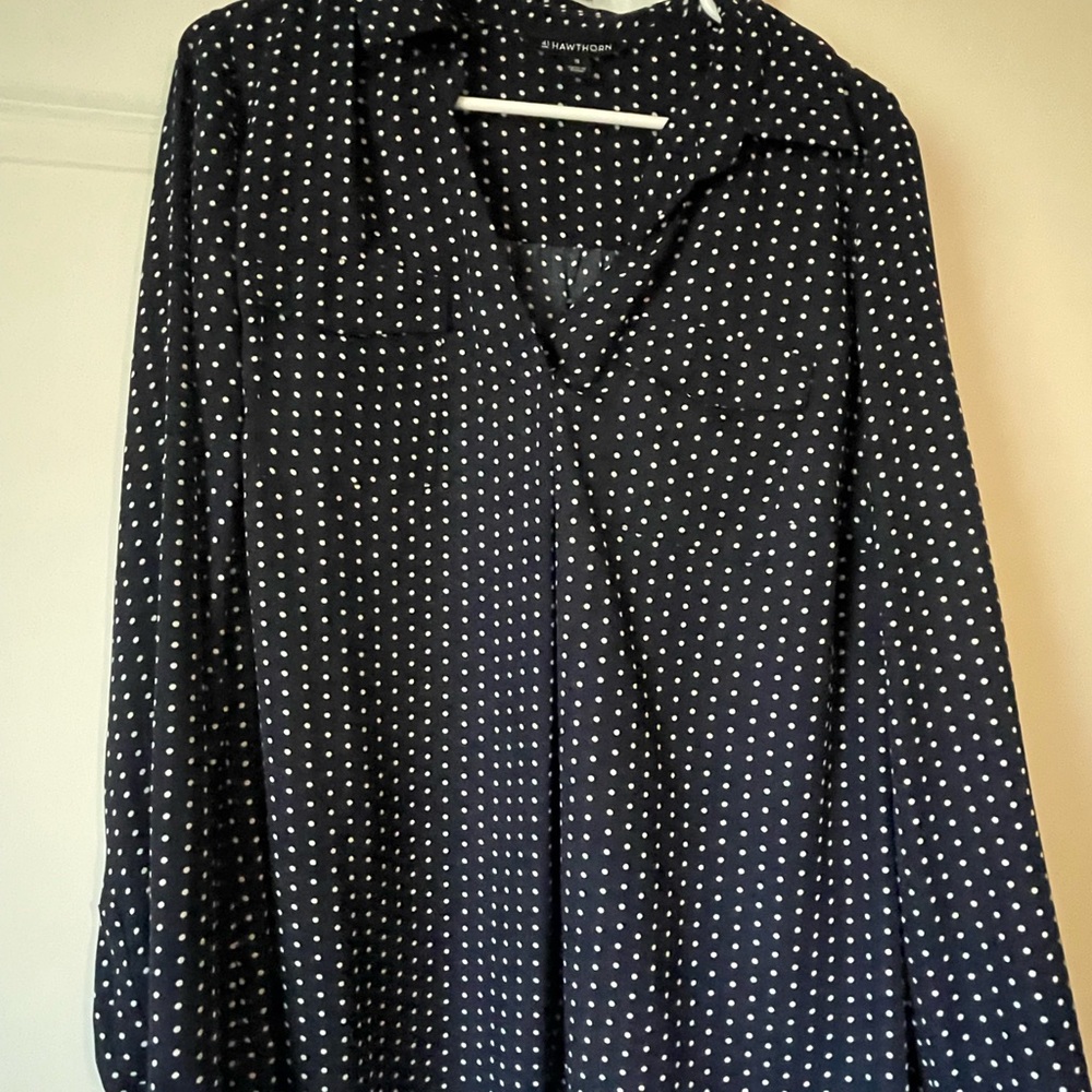 41 Hawthorn Collared Black and White Long Sleeve Relaxed Blouse